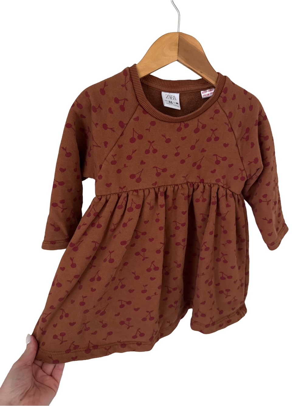 Zara Brown Dress with Cherry Print